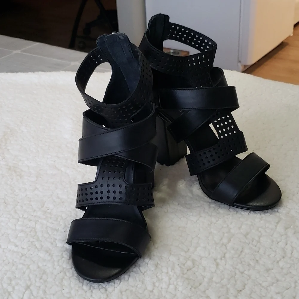 KDB Kelsi Dagger Brooklyn Ballard High Heel Sandal, Color Black, Size 9
